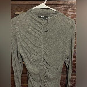 veronica beard grey ruched turtleneck top size medium